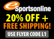 eSportsonline - 20% Off & Free Shipping. PLUS FREE GIFT with Every Order. Free Gift offer good from 12/1/08 until 12/05/08 at Midnight CST