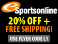 eSportsonline - 20% Off & Free Shipping. PLUS FREE GIFT with Every Order. Free Gift offer good from 12/1/08 until 12/05/08 at Midnight CST